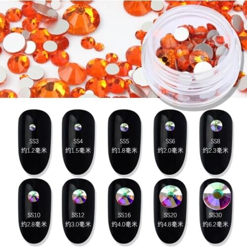 Hot Sale Multi-size Nail Rhinestone SS4-SS20 Round Flat Non-Hotfix Crystal for DIY Nail Decoration Free Shipping