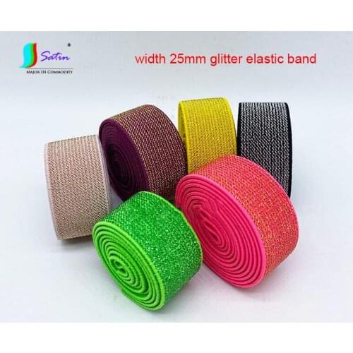 Good Quality Form-fitting Pants Skirt Wasit Sew Decorate 25mm Colorful Bright Silk Green Pink Yellow Purple Glitter Elastic Band