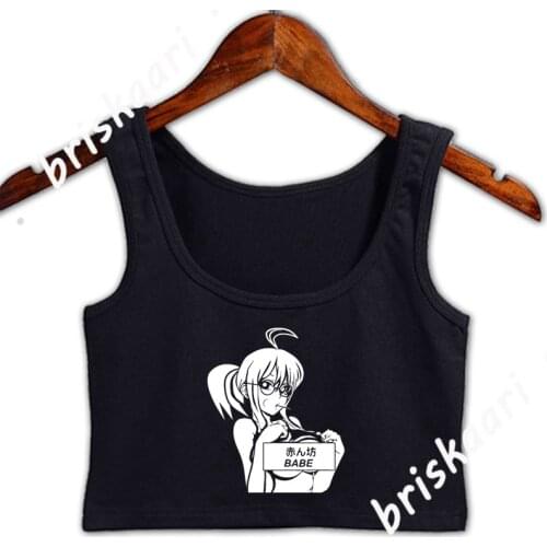 Kawaii Anime Manga Babe Sexy Cosplay Gifts Crop Top Women Fashion Summer Style Letters Unique Printing O Neck Crazy Tops Vest
