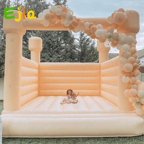 Hot Light Peach Commercial Grade Adult Kids Wedding White Bouncy Castle Jumping Bounce House For Parties Events Rental