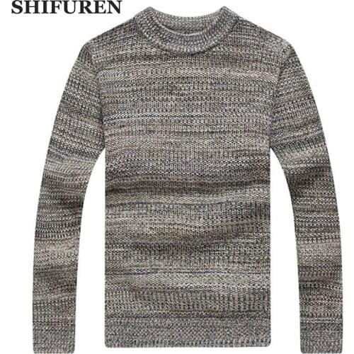 SHIFUREN Sweaters Men 2018 New Arrival Casual Pullover Autumn Winter Round Neck Sweater Jumpers Size Long Sleeve Knittwear S-3XL
