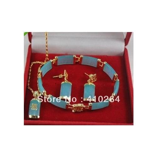 Blue pendant necklace bracelet earrings sets