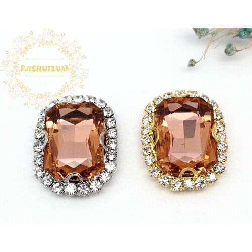 Water red Rectangle Glass Crystal sew on rhinestones with Crystal buckle Diy wedding dress Mobile Accessories Free shipping