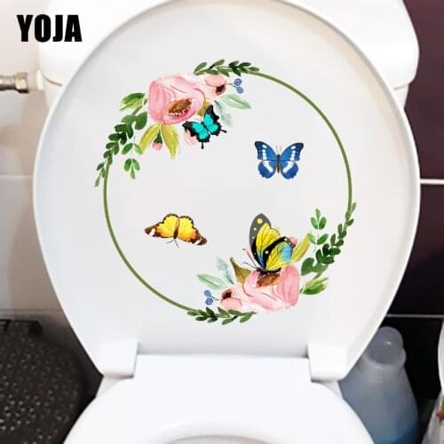 YOJA 19.8X20CM Hand-Painted Creative Wreath Wall Sticker For Kids Rooms Fresh Toilet Seat Decals T1-2347
