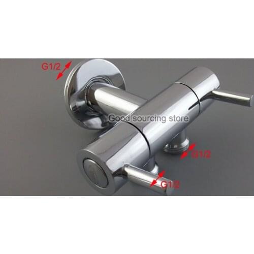 Wall mounted one inlet two outlet double control angle valve