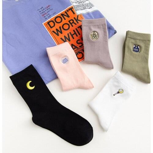Socks new cartoon anime embroidery beautiful girl in the tube socks wholesale college style sweet beauty tide socks