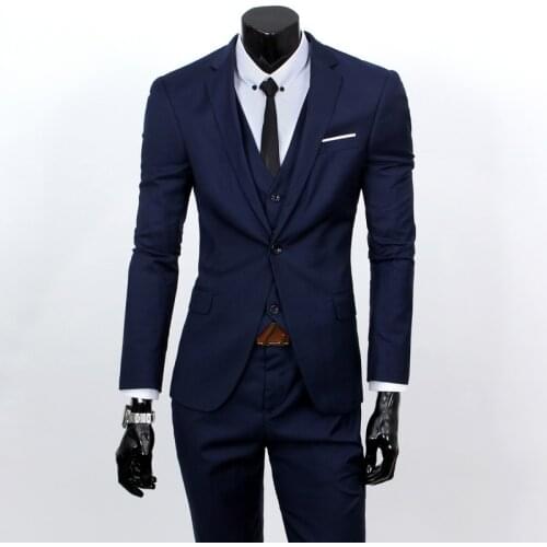 New Men Suits One-Buckle Brand Suits Jacket Formal Dress Men Suit Set Men Wedding Suits Groom Tuxedos (Jacket+Pants+Vest)