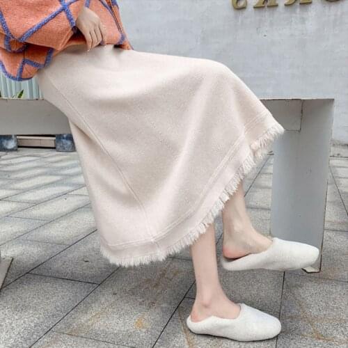 Autumn And Winter Fashion Pregnant Knitted Skirt Split Bag Hip Step Skirt Stomach Lift Wool Bottoming Long Pregnant Skirt