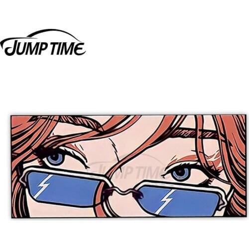 Jump Time 13cm x5.6cm Car Sticker Anime Girl Peeker Decals Funny Motorcycle Windshield Computer Waterproof Vinyl Car Accessories