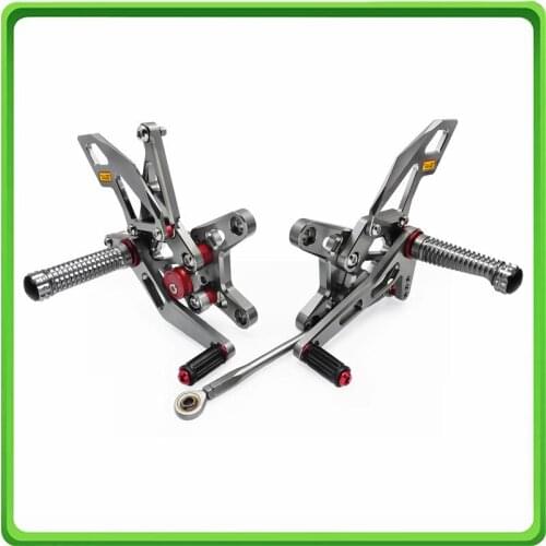 Adjustable Rearsets Rear set Footrest Foot Pegs Pedal for Kawasaki Ninja ZX6R ZX-6R 2007 2008 Gray