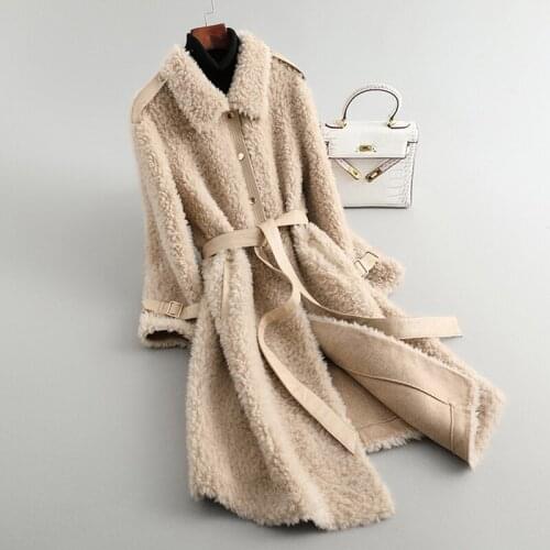 100% Real Lamb Fur Coat Womens Clothes Sheep Shearling Coat Women Sweet Long Winter Warm Fur Jacket Casaco SY-6001 Lxr79