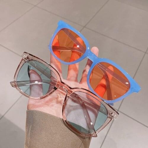 SO&EI Fashion Square Colorful Sunglasses Women Vintage Candy Color Eyewear Shades UV400 Men Orange Yellow Sun Glasses