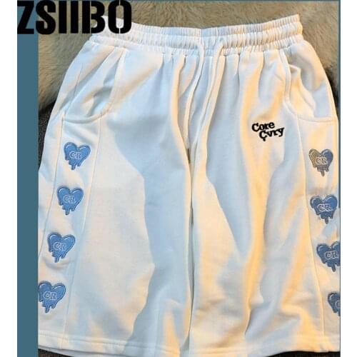 Sports shorts female summer new style VIBE wind salt wide-legged straight Korean loose high waist five-point shorts trend shorts