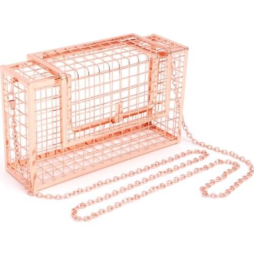 THINKTHENDO New Metal Hollow Womens Evening Bag Shoulder Crossbody Bags Clutch Cage Designer Handbags Free shipping