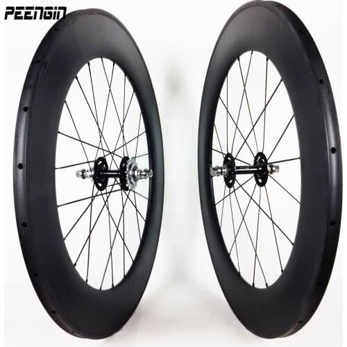Carbon fixed gear bike wheels 80mm depth 25mm width single speed bicycle wheelset track ride strong upgrade designed light fast