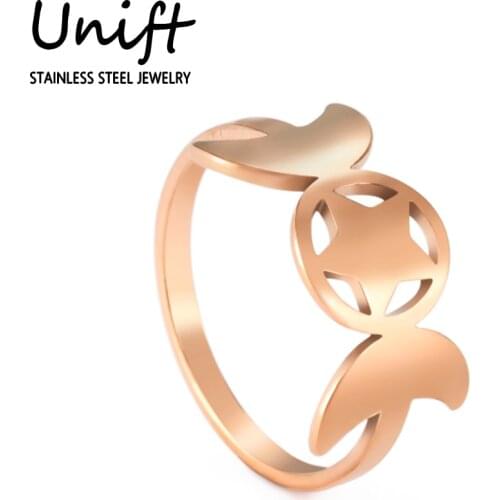 Unift Romantic Star Moon Pentagram Rings for Women Men Stainless Steel Rings Goddess Cute Charms Anime Jewelry Wedding Band