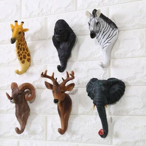Vintage Home Decor Wall Hanger Gancho De Parede Retro Cafe Bar Shop Wall Hanging Animal Stereo Deer Head Coat Hooks