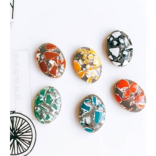 ZEROUP 20pcs 13x18mm Oval Resin Cameo Cabochons Mixed Color Cabochon Setting Supplies for Jewelry Accessories Flat Back Base