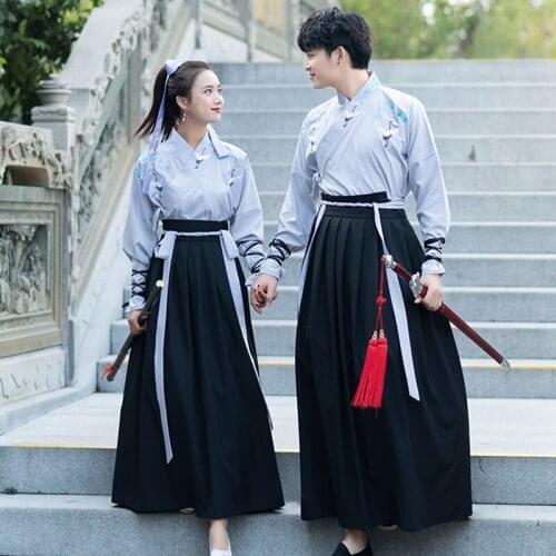 Hanfu Ancient Chinese Costume Crane Embroidery Top Women Classical Dance Clothes Men Traditional Tang Dynasty Suit Show DNV11615