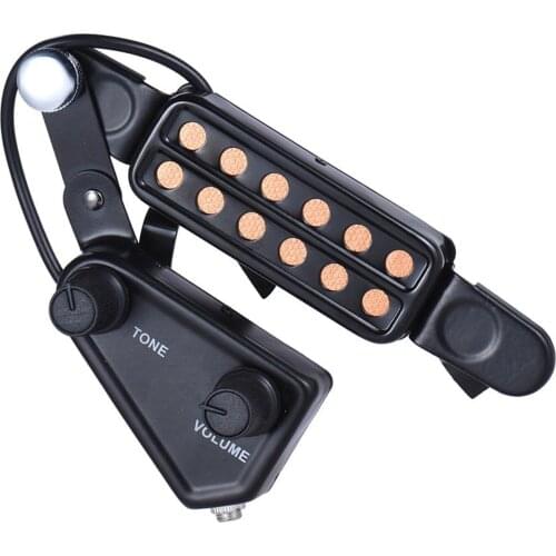 12-hole Acoustic Guitar Sound Hole Pickup Magnetic Transducer with Tone Volume Controller Audio Cable Guitar Parts & Accessories