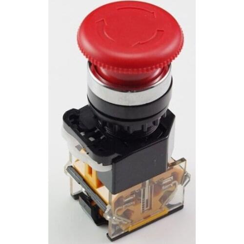 2PCS 10A CNC Motor Rotary Red Emergency Stop Mushroom Pushbutton Switch