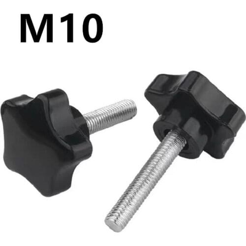 10PCS M10x16/20/25/30/60mm Thread Star Shaped Head Thread Clamping Screw Bolt Knob For Industry Equipment Plastic Carbon Steel