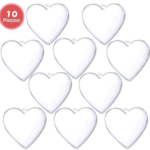 10pcs Transparent Heart Hanging Balls Sphere Baubles Decoration Ornament For DIY Christmas Wedding Birthday Anniversary Party