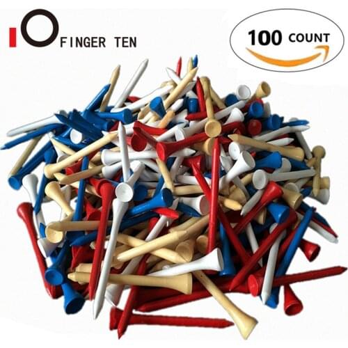 100 Pcs Durable Golf Tees Wood 70mm 2 3/4 inch Blue Red White Wood Mixed Colors Golfer Ball Tee Club Accessories Drop Shipping