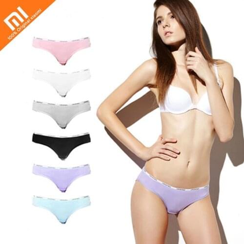 2pcs original xiaomi mijia cotton ladies underwear solid color sexy low waist briefs young student girls underwear high quality