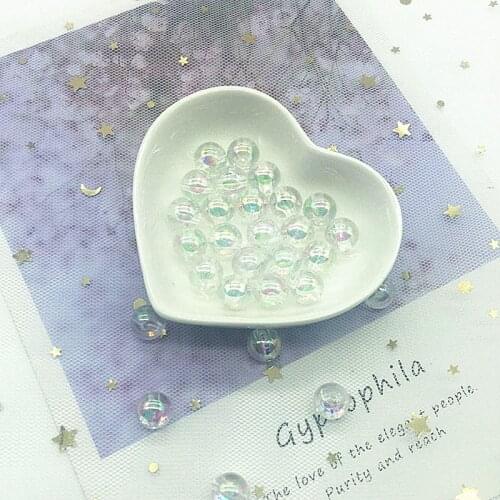 50pcs/lot 6/8/10mm Transparent White Pink Red Shiny AB Round Loose Acrylic Spacer Beads Charms DIY Jewelry Makeing Production