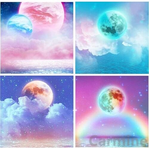 Full Round&Square Drill 5D DIY Diamond Painting Dream Rainbow Moon Cross Stitch Embroidery Mosaic Wall Sticker Home Decoration