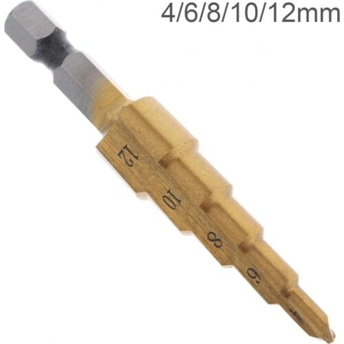 Drill Bits 1pcs 4-20mm /4-12mm Pagoda Cone Drill with 1/4" Hex Shank and Titanium-plated Surface Treatment for Wood Drilling