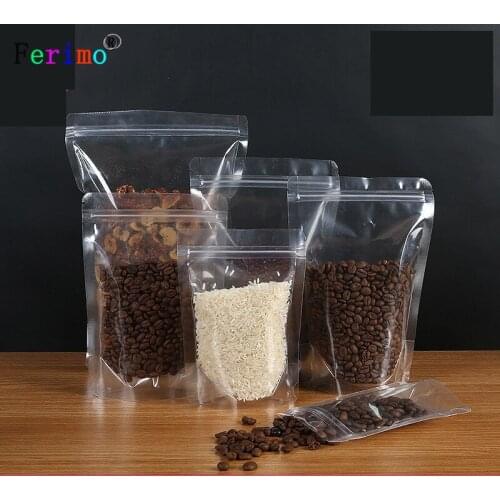 Ferimo free shipping 12*17cm100pcs thickened transparent Zipper bag Food-grade packing bag Self-Seal five grains storage bag