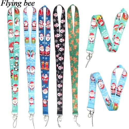 Flyingbee Christmas series Keychain Phone Lanyard Cartoon Punk Neck Strap for Keys ID Card Mobile Phone Lanyards X0654