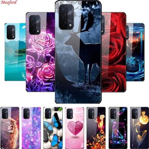 For OPPO A74 5G Case Tempered Glass Hard Back Cover Case For OPPO A54 F19 A74 Phone Case Cover Coque A 74 A 54 Funda Soft Bumper