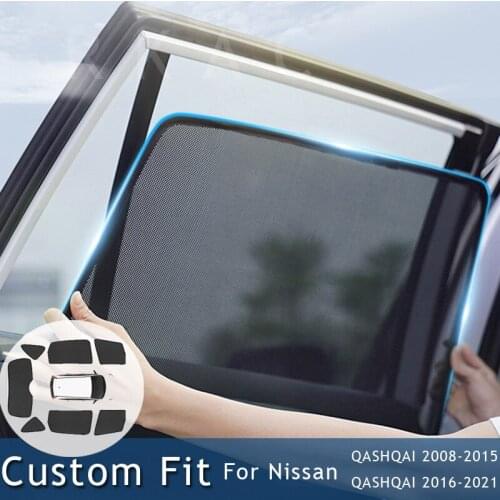 Black Car Sunshade Mesh Sun shade Side Windows Sun Car curtain Visor Anti-UV For NISSAN QASHQAI 2008-2015 2016-2021 Accessories