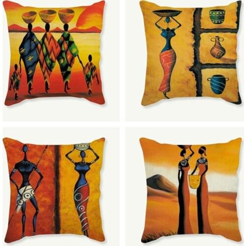 African style seat cushion sofa home decor african women print decorative cushion throw pillow 45x45 cm room decoration