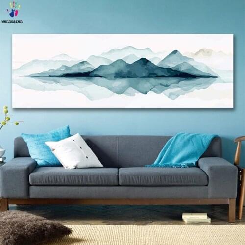 DIY colorings pictures by numbers with colors Blue mountain landscape picture drawing painting by numbers framed Home