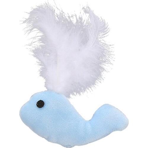 Dorakitten 1pc Whale Shape Cat Toy Fake Feather Decor Cute Cat Plush Toy Kitten Interactive Toy Pet Supplies Cat Favors