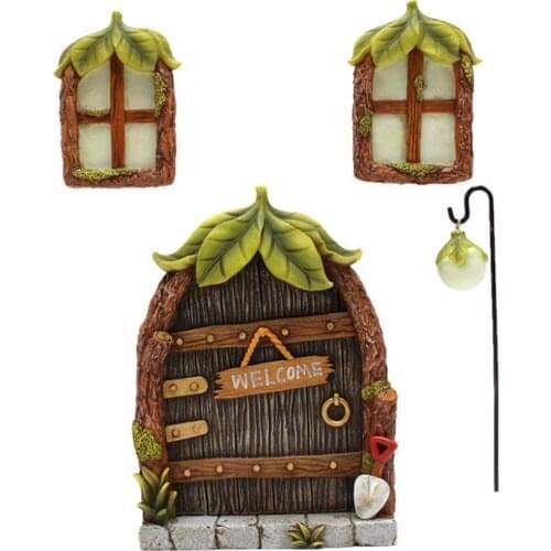 Resin Elf Door Garden Decoration Statue Fairy Ornament Easter Outdoor Props Crafts Fairy Garden Tree Decoration