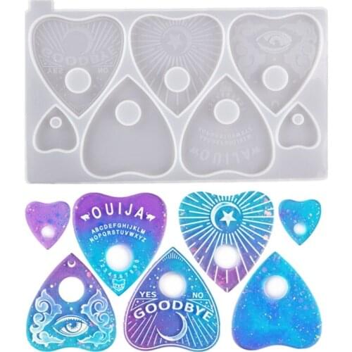 Gothic Ouija Board Heart Pendant Keychain Resin Casting Mold Ouija Planchette with Hole Silicone Resin Mold Art Crafts
