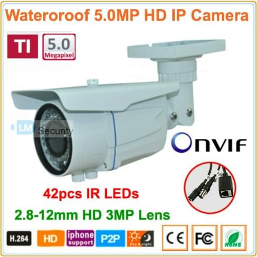 Free shipping High Definition cctv camera Full HD motion detect PoE ONVIF1920P waterproof IR 5 MP IP Camera with Megapixel lens