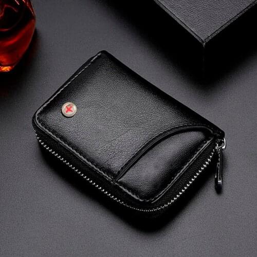 Leather RFID Credit Card Holder Women ID Business Card Holder Men CardHolder Wallet Lady Red Coin Purse Cards Holder Case Wallet