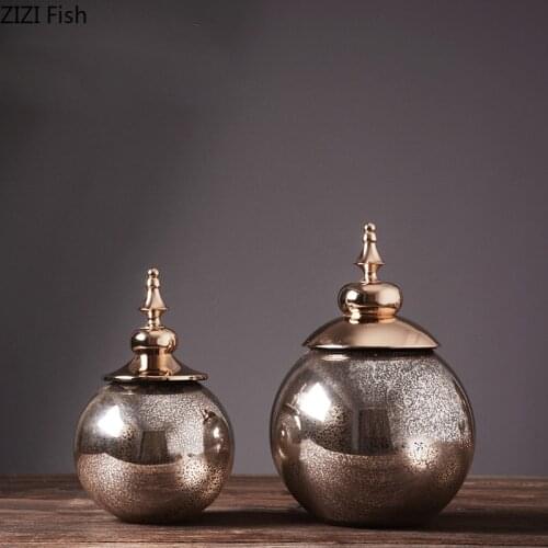Creative Pearl Glass Storage Tank Decoration Dining Table Wine Cabinet Decoration Retro Simple Living Room Storage Jar Crafts