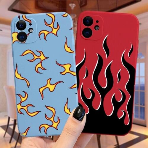 Fashion Flame Silicone Candy Phone Case For iPhone 11 12 Pro XS MAX XR 7 8 Plus 12Mini Cute Wave Frosted Coque Soft Back Cover