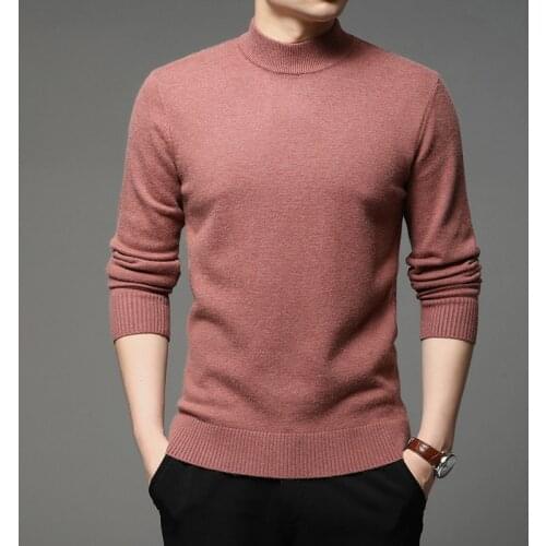 Autumn Winter New Men Turtleneck Pullover Sweater Fashion Solid Color Thick and Warm Bottoming Shirt Male Brand Clothes