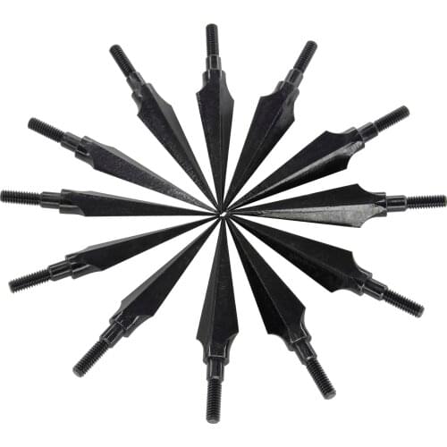 Maifield Broadheads One Piece Broad Head Archery Arrow Head 150 Grains 12PCS Screw-in Traditional Outdoor Hunting Tips-Black