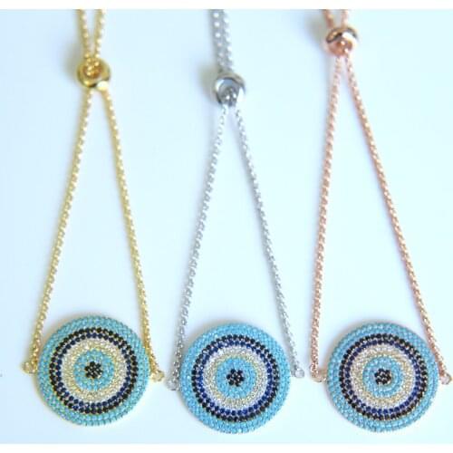 2017 new arrive Slider Chain adjust women girl fashion High quality round micro pave circle link chain bracelet 2017 summer