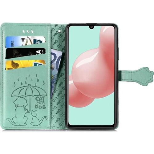 GalaxyA41 New Cute Pet Cat Dog Case for Samsung Galaxy A41 A415 SC-41A SCV48 6.1in Wallet Book Leather Cover Box Rope Black 41A