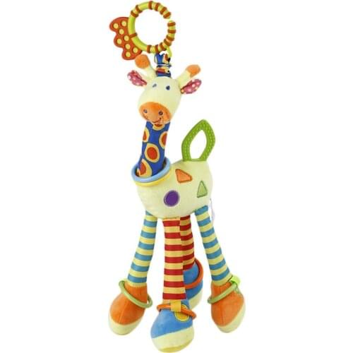OCDAY Baby Giraffe Hanging Pram Bed Bells Soft Toy Animal Handbells Rattles Funny Educational Mobiles Toys Hand Bell Rattle Hot